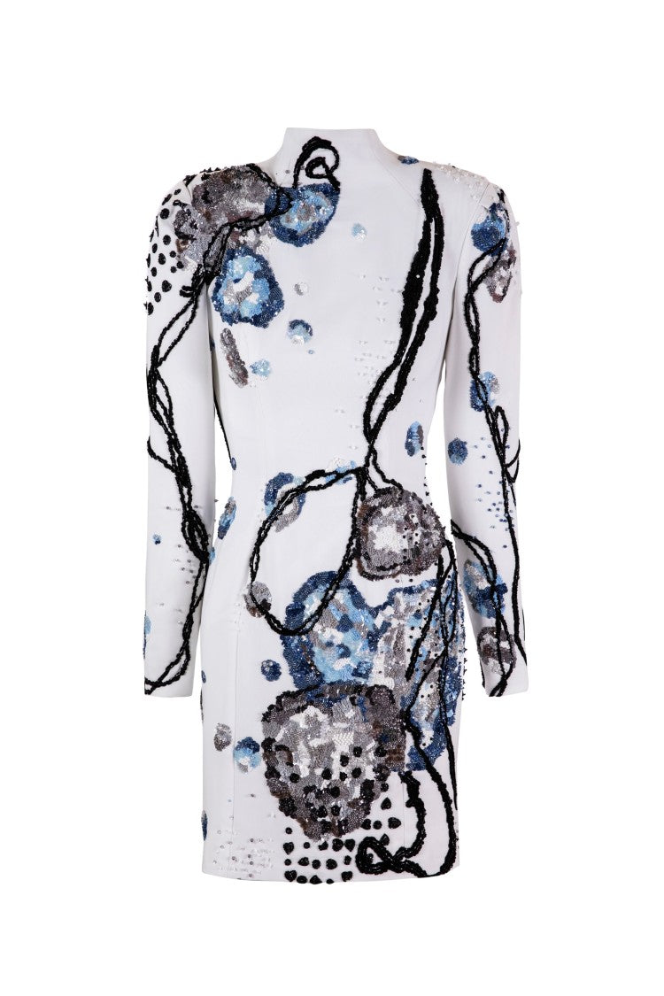 Saiid Kobeisy Canton Crepe, Mini Beaded Dress