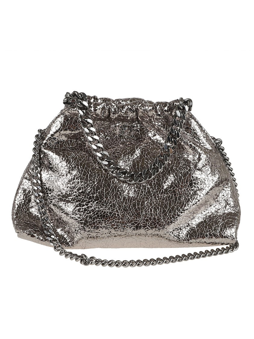 Stella Mccartney Crinkled Metallic Silver Shoulder Bag