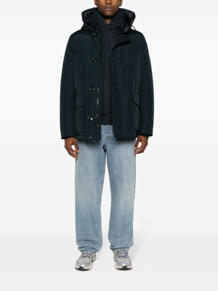 Woolrich Navy Blue Cotton Blend Parka
