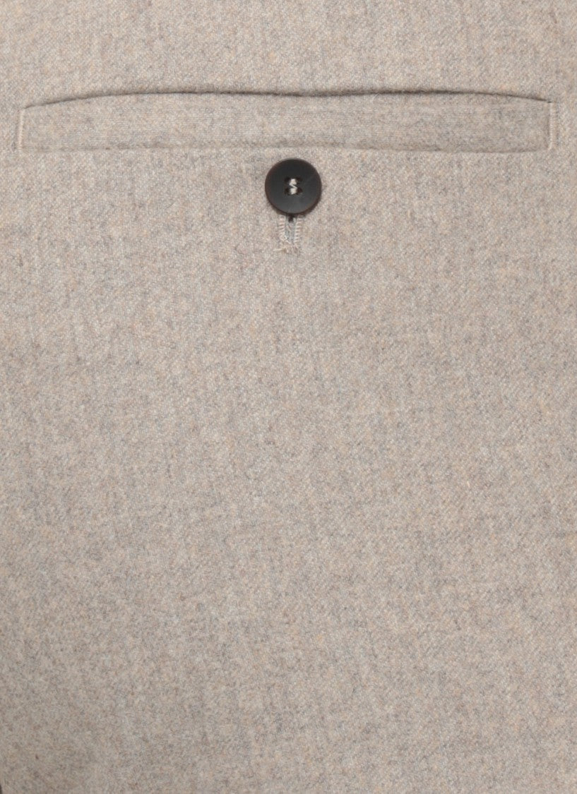 Devore Beige Tailored Wool Straight-Leg Pants