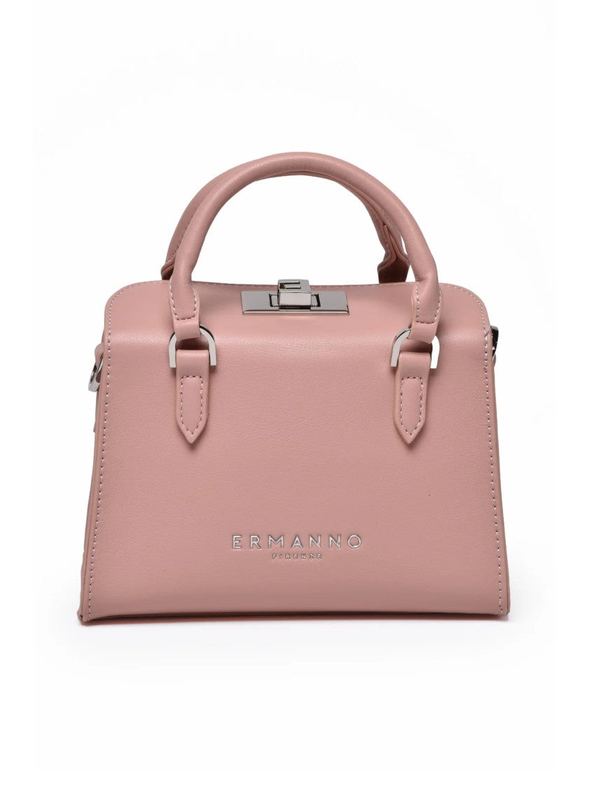 Ermanno Firenze Bowling Tina Handbag In Old Rose With Combination Lock