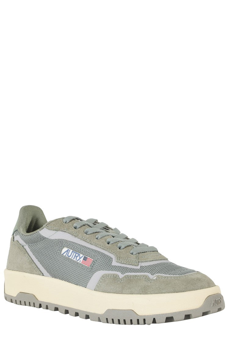 Autry Green Wildplace Side Logo Suede Inserts Leather Sneakers