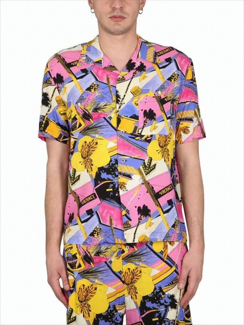 Palm Angels Short-Sleeve Shirt With Eclectic Floral Print