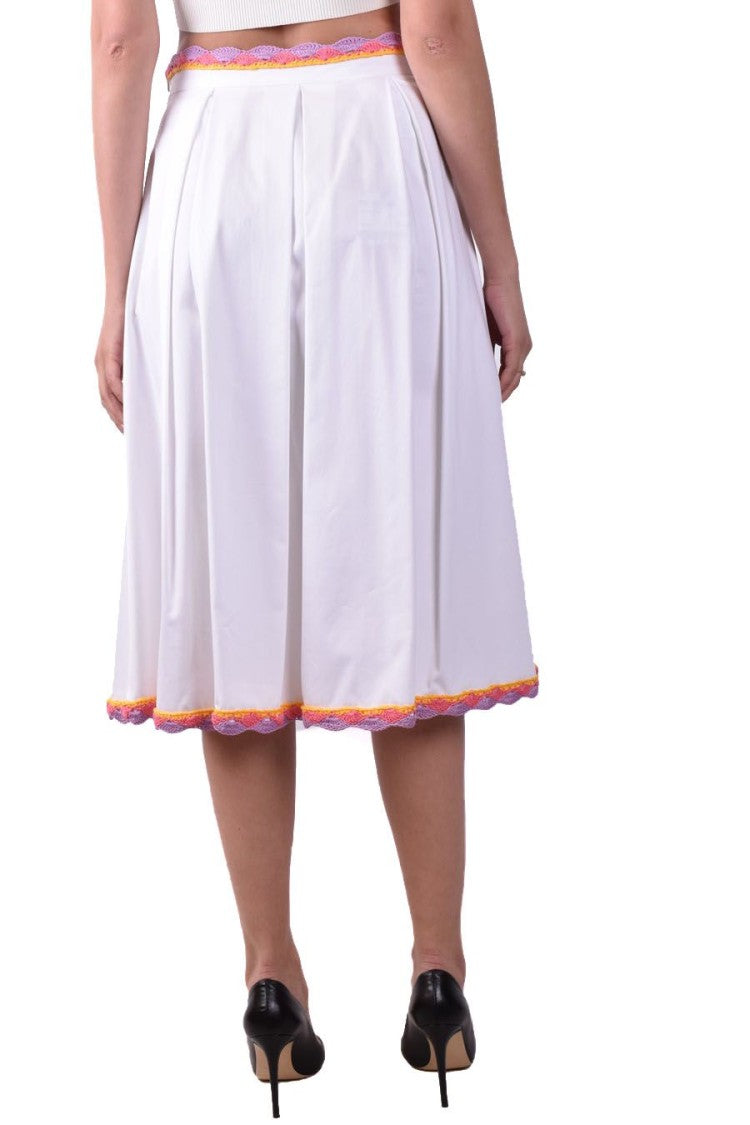 Moschino White Cotton Midi Skirt