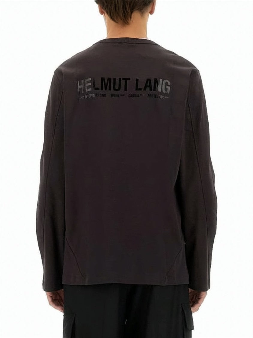 Helmut Lang Relaxed Fit Long-Sleeve Crew Neck T-Shirt With Tonal Logo
