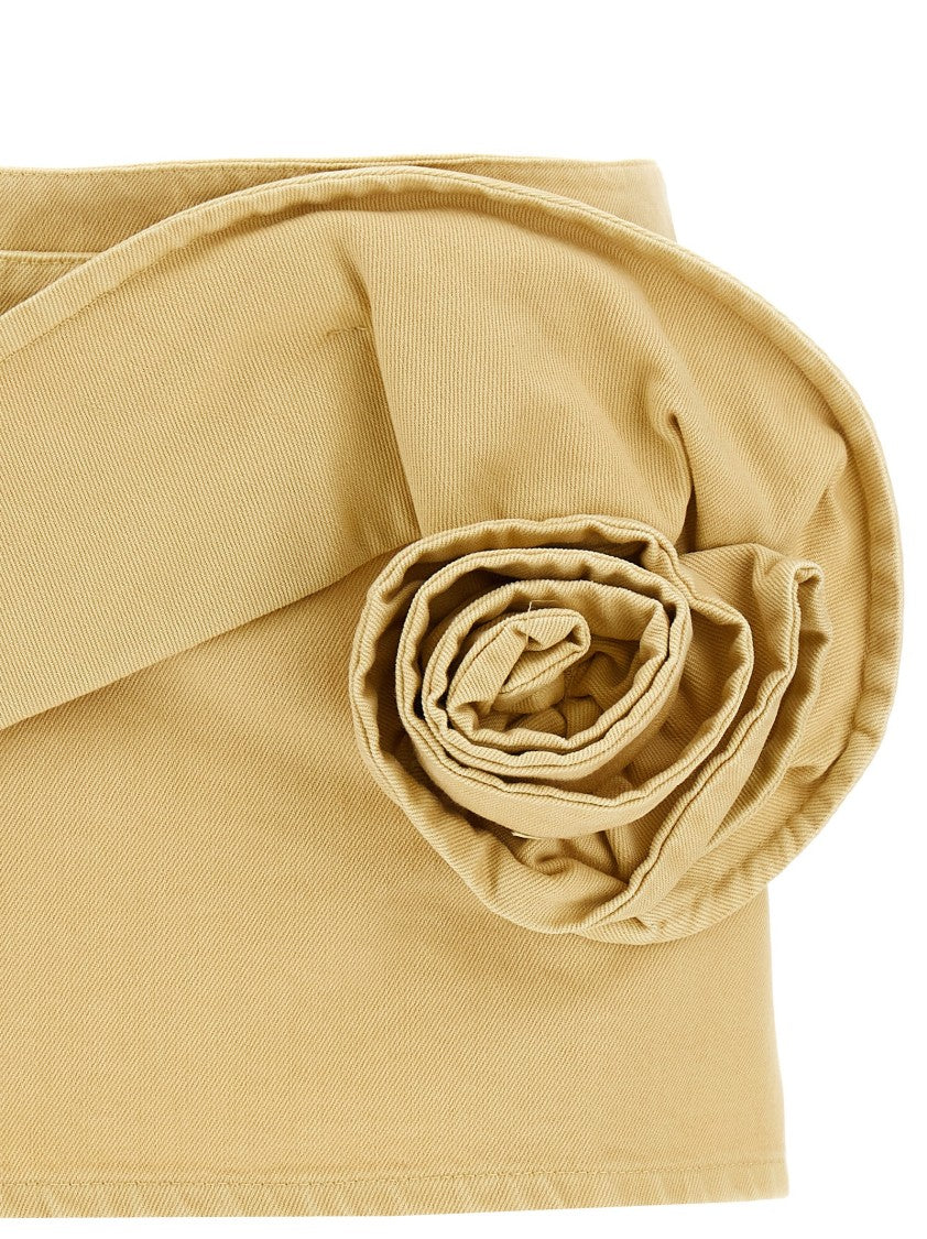 Magda Butrym Cotton Denim Miniskirt With 3D Floral Detail