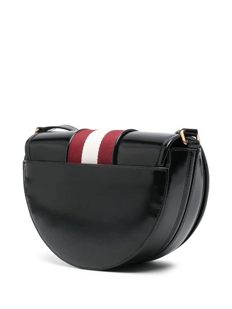 Bally Half-Moon Minibag With Bold Stripe And Gold Accents