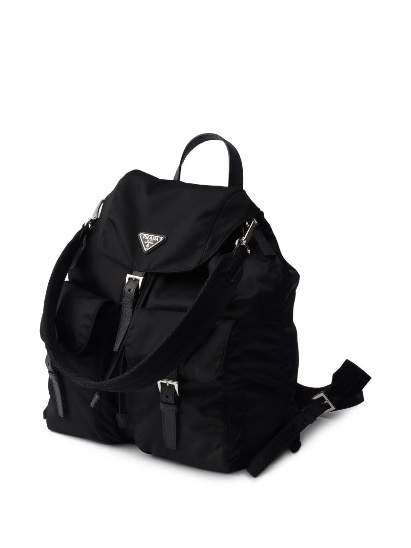 Prada Black Re-Nylon Backpack With Buckle Closure