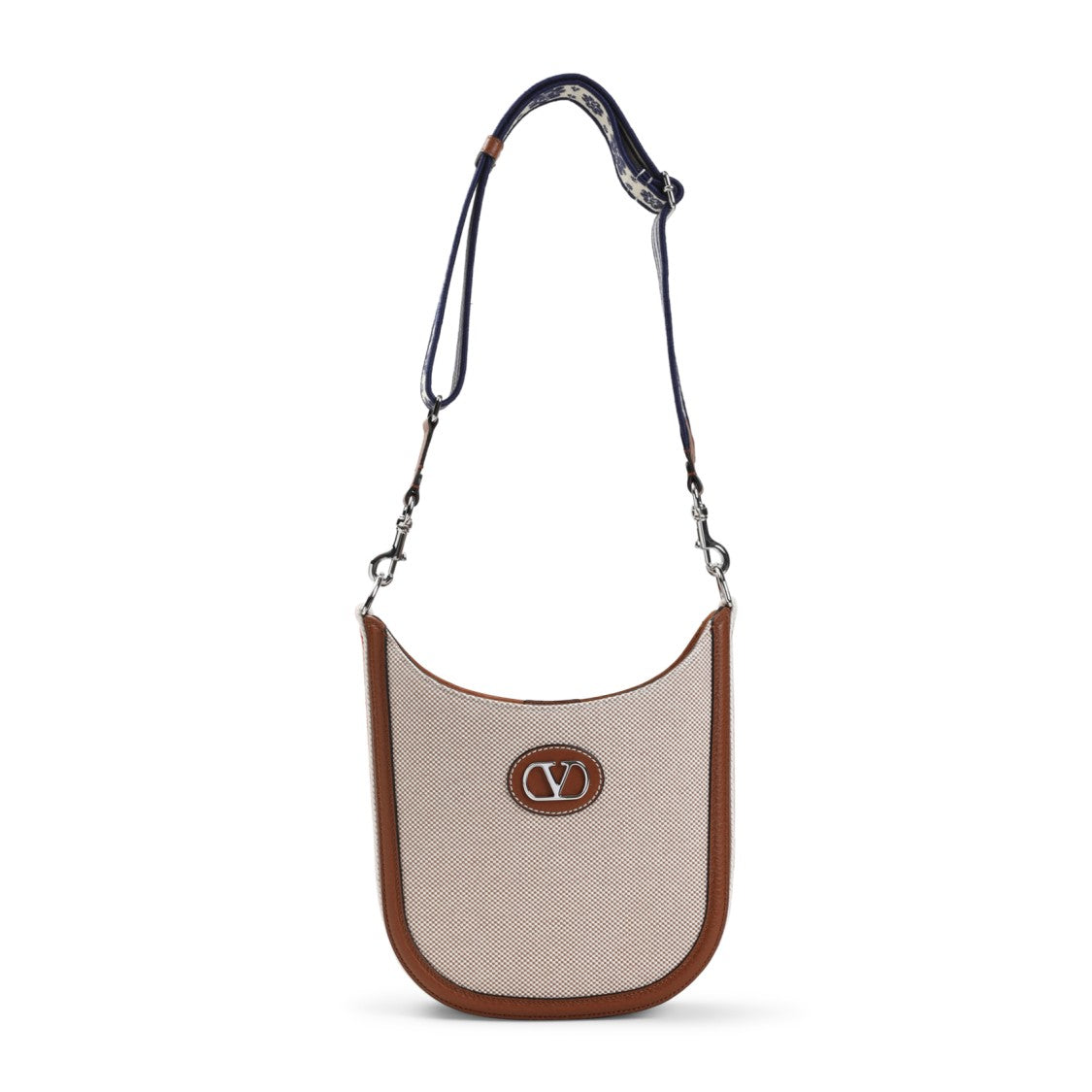 Valentino Antibes Hobo Medium Beige Canvas Shoulder Bag