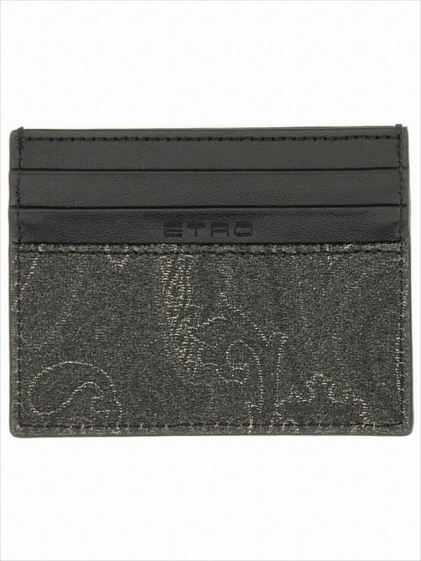 Etro Textured Fabric Cardholder With Leather Trim