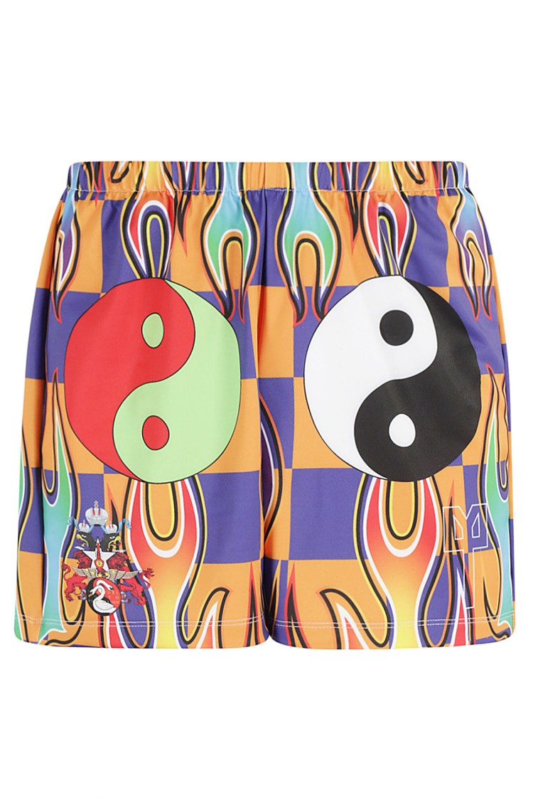 Liberal Youth Ministry Lym Fire-Print Stretch Nylon Shorts With Elasticized Waistband