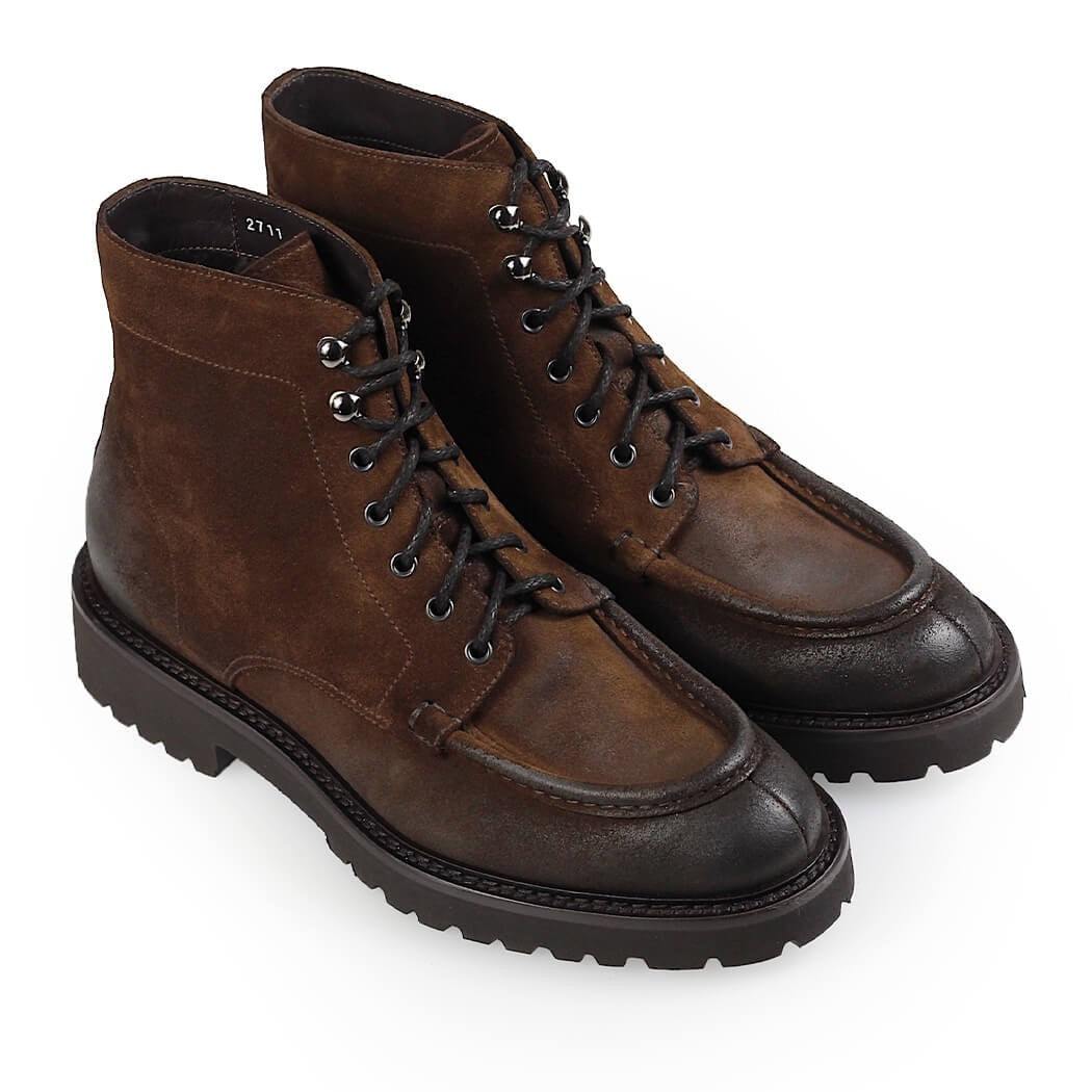 Doucal's Dark Brown Suède Combat Boot