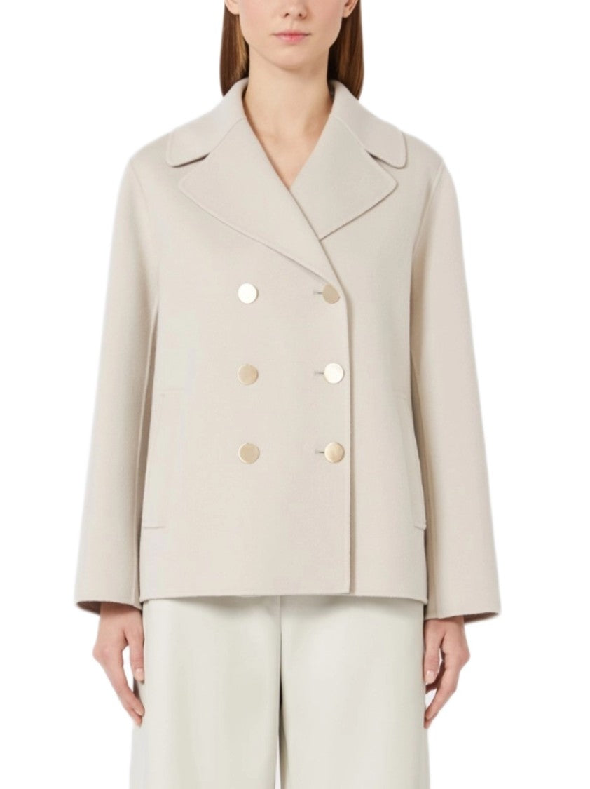 Max Mara Double-Breasted Sand Jacket With Notched Collar