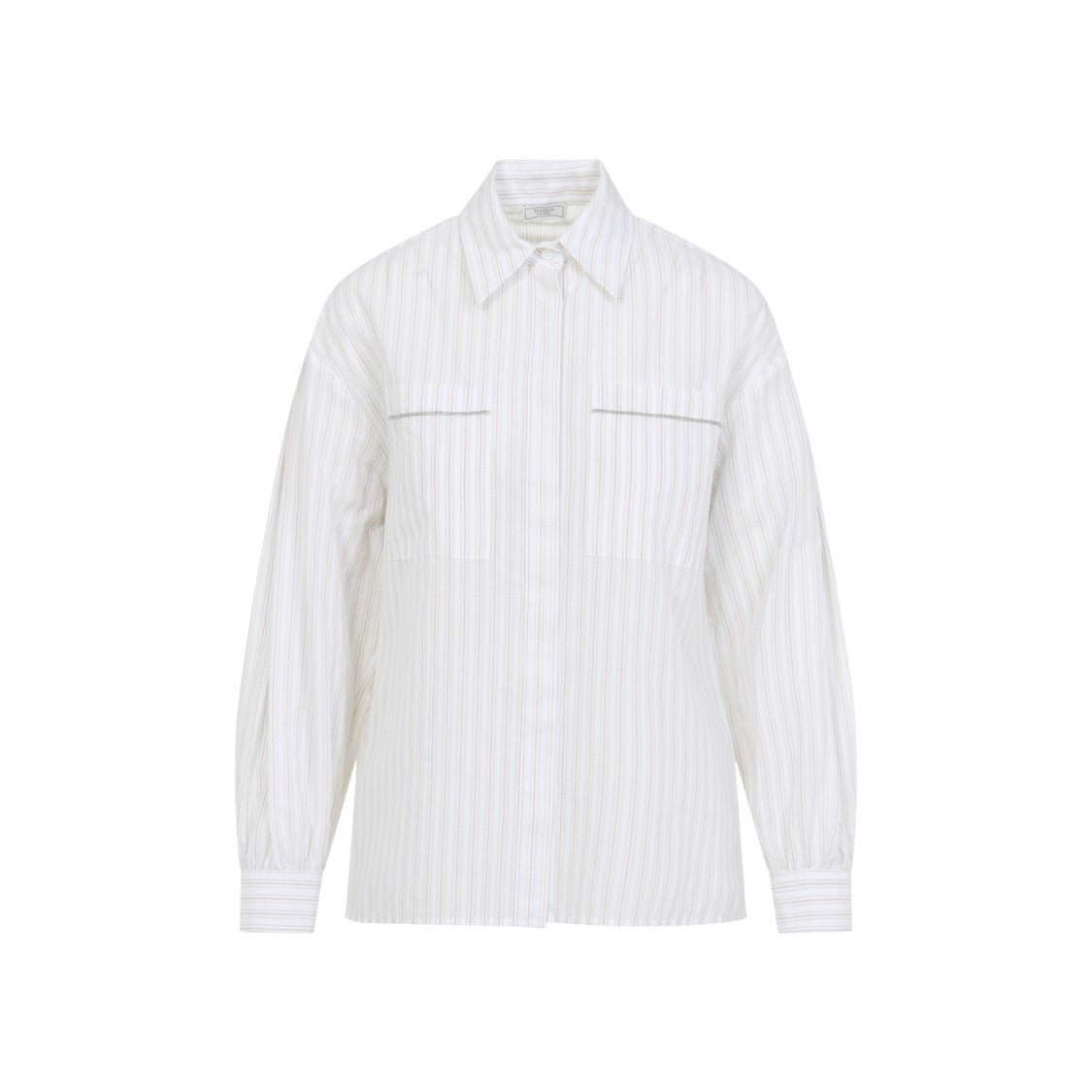 Peserico Cappucino Cotton Striped Shirt