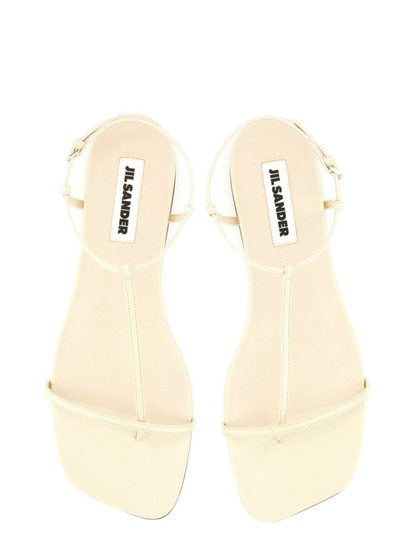 Jil Sander Leather Sandals With Ankle Strap