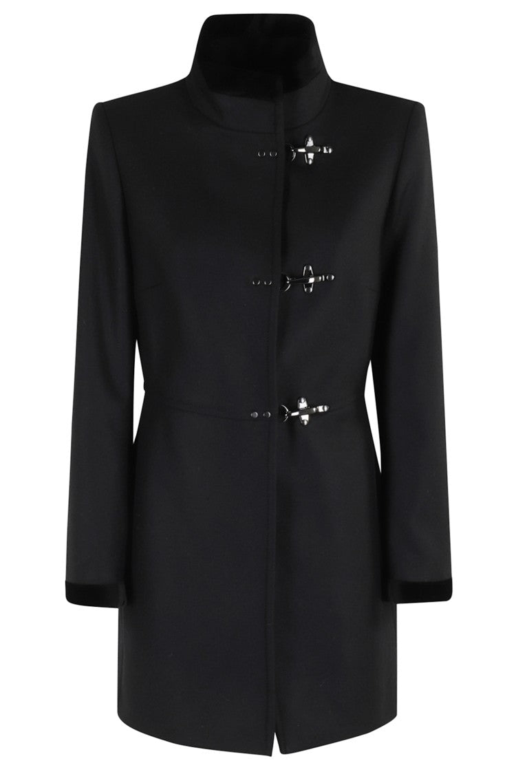 Fay Tailored Black Coat With High Collar
