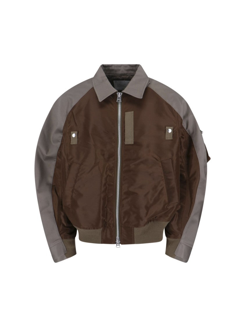 Sacai Structured Brown Jacket With Classic Front Closure