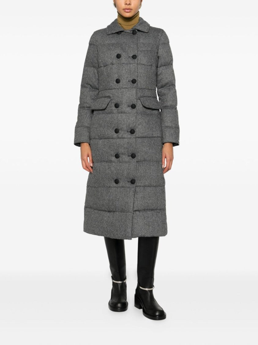 Peuterey Quilted Grey Parka With Double-Breasted Front