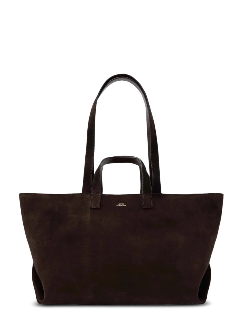 A.P.C. Structured Brown Leather Tote Bag