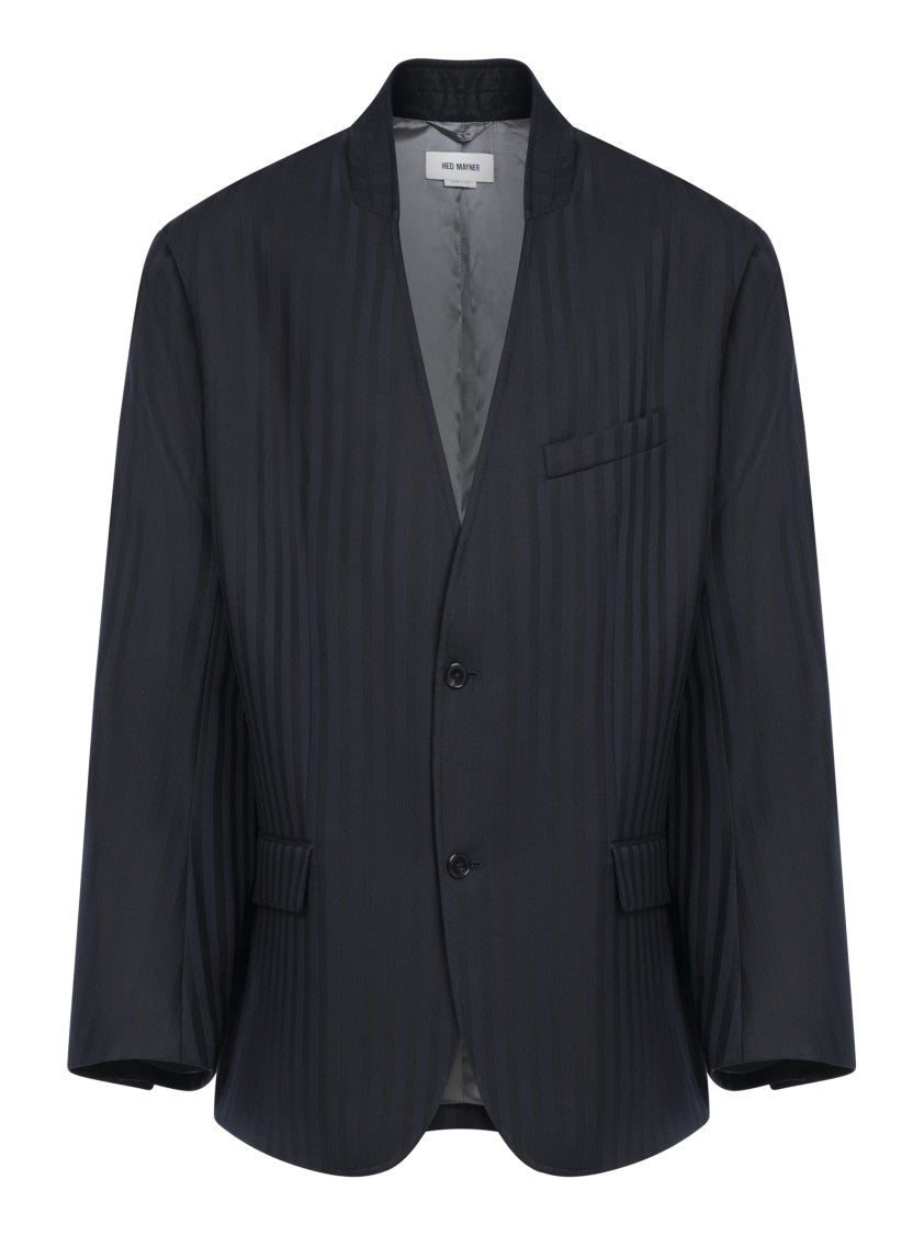 Hed Mayner Single-Breasted Virgin Wool Blazer With Stripes