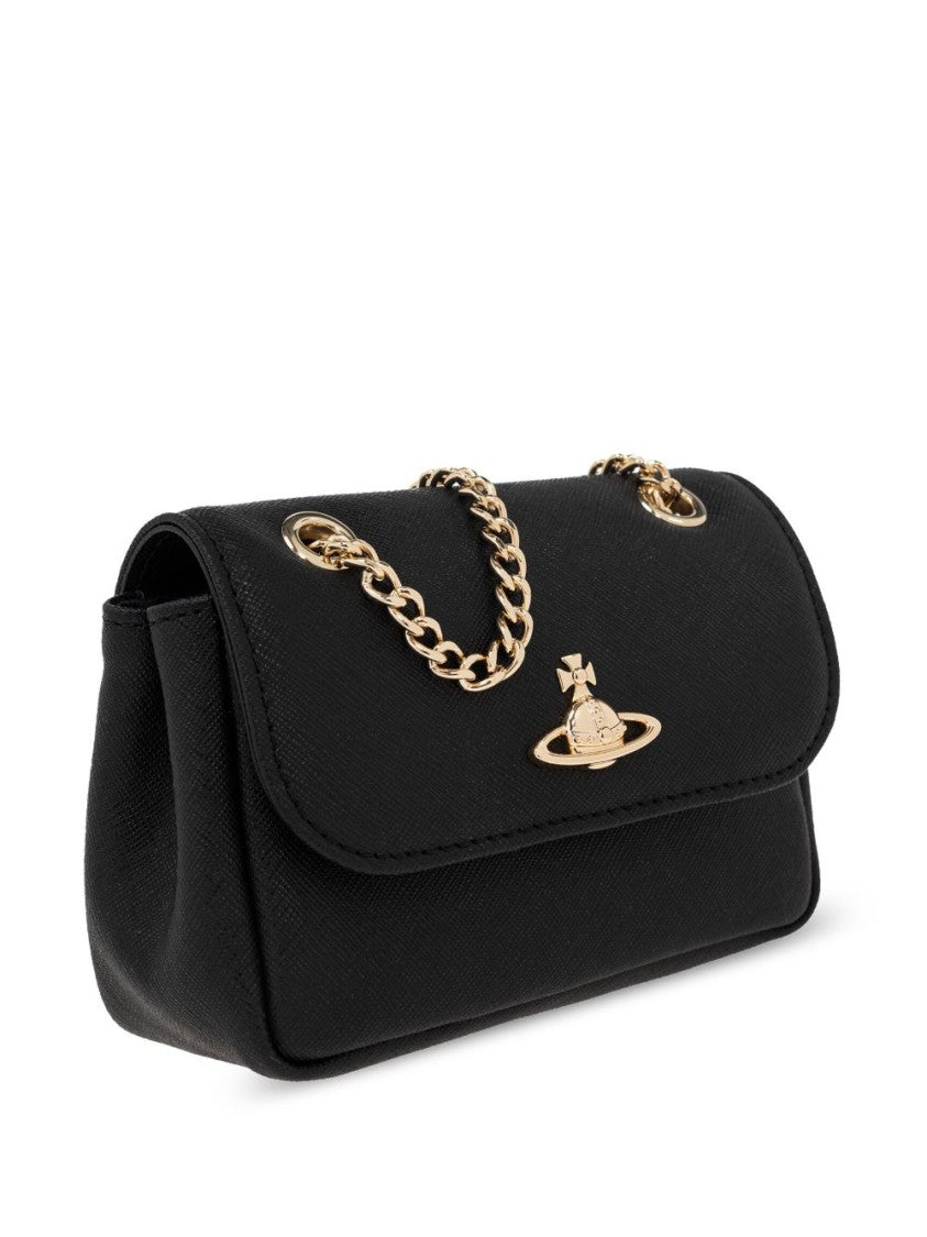 Vivienne Westwood Black Calf Leather Chain Strap Wallet