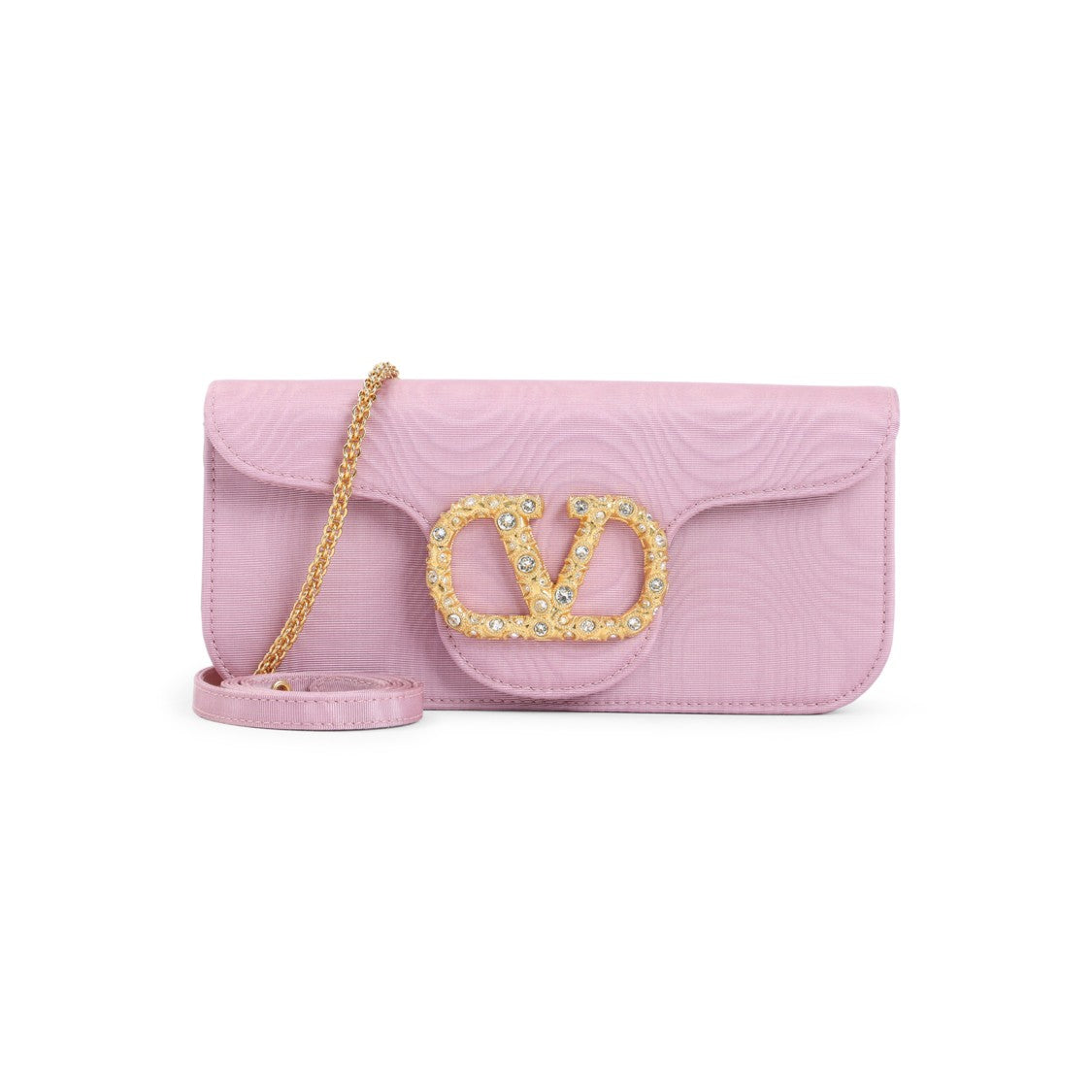 Valentino Garavani Pink Moiré Textile Clutch