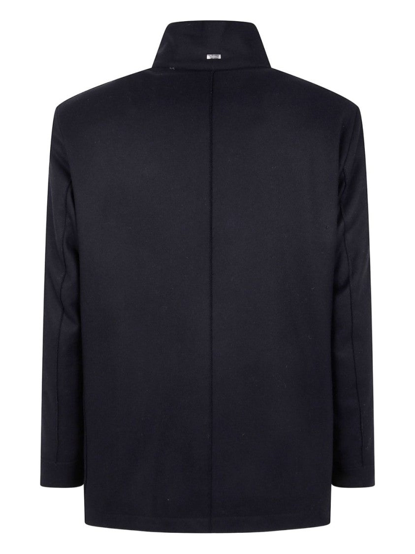 Herno Tailored Black Wool Blend Coat