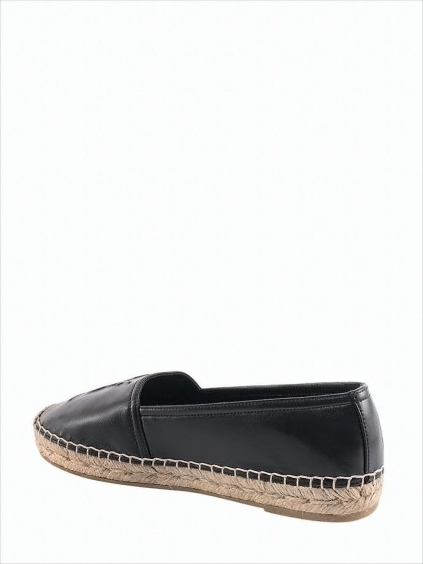 Saint Laurent Smooth Lambskin Slip-On Flats With Jute Midsole