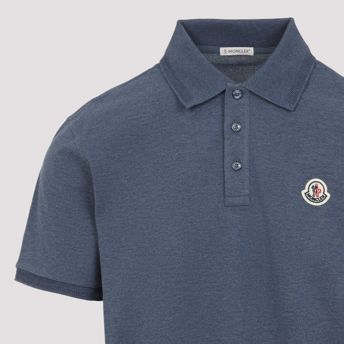 Moncler Ss Blue Cotton Polo