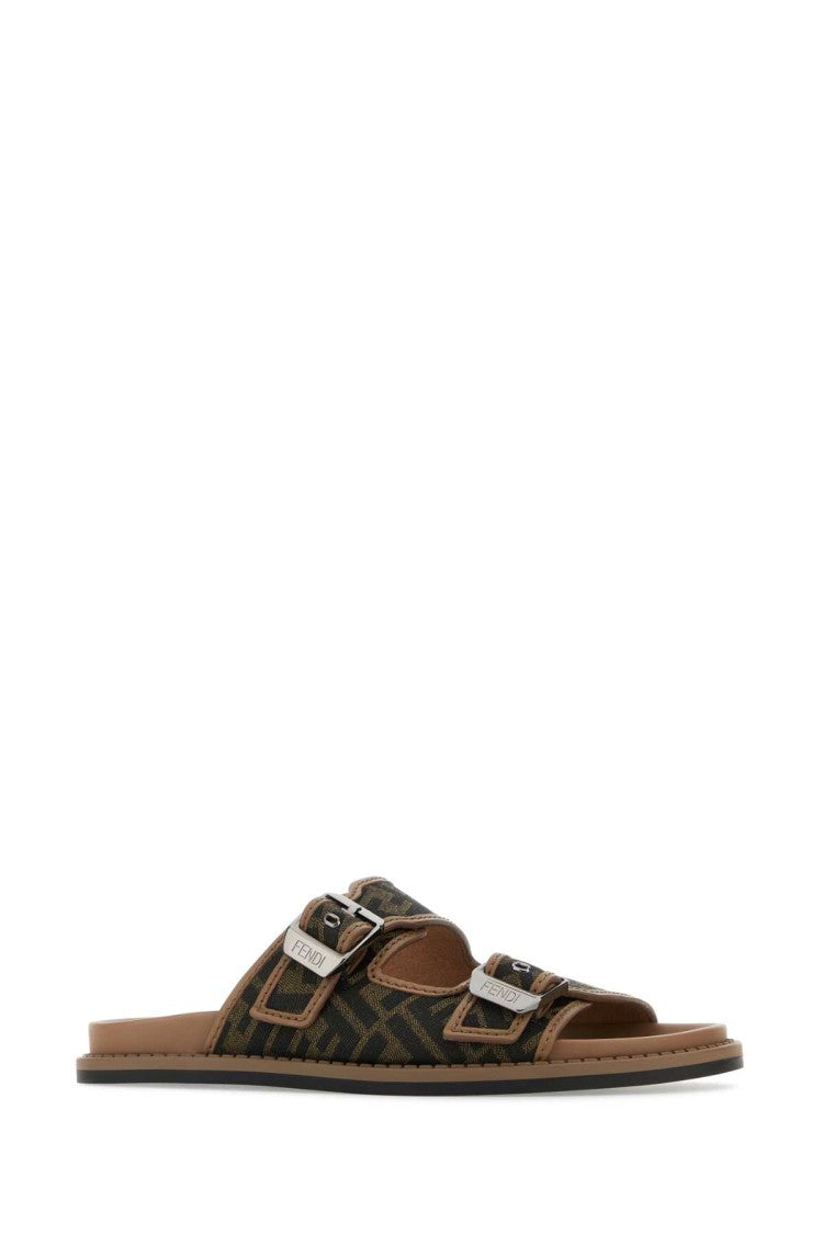Fendi Embroidered Canvas Fendi Feel Slippers