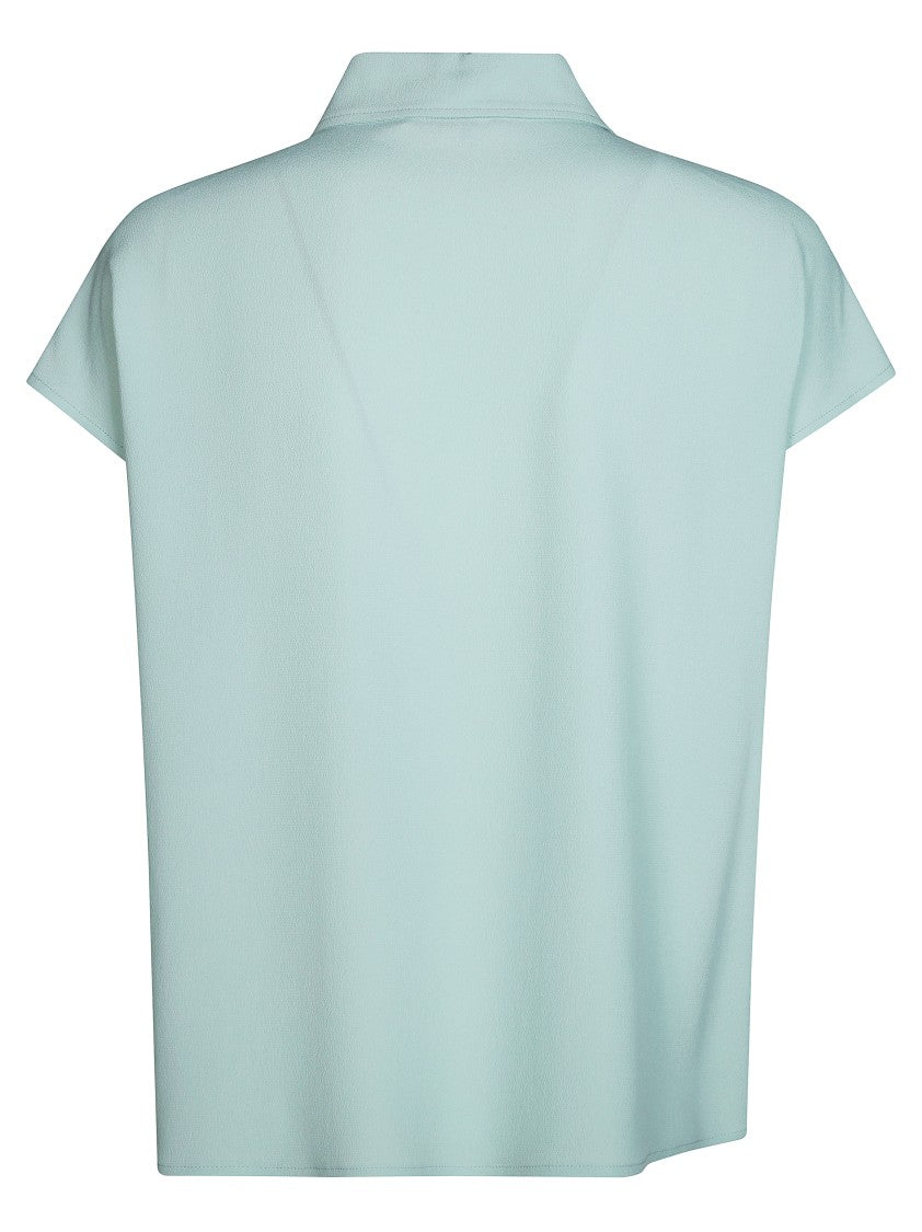 Incotex Lightweight Crepe Boxy Keyhole Short-Sleeved Top