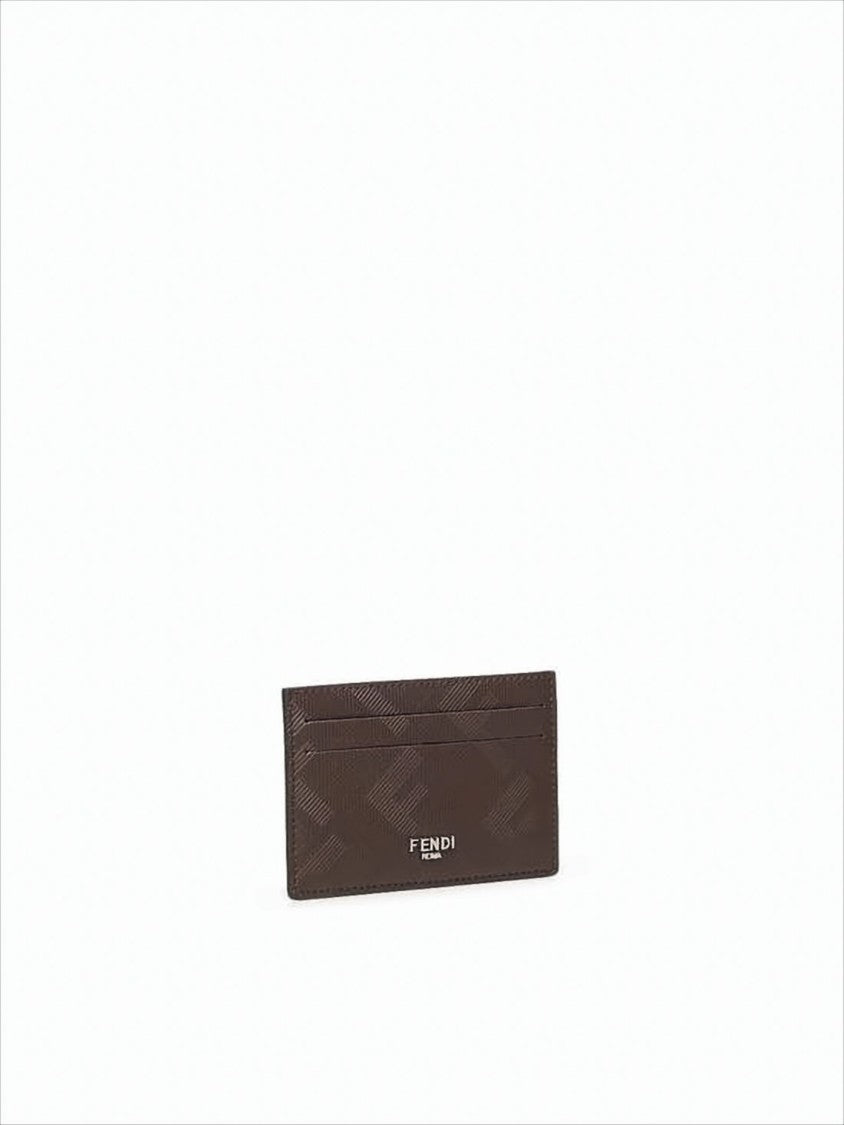 Fendi Textured Calf Leather Cardholder With Embossed Design