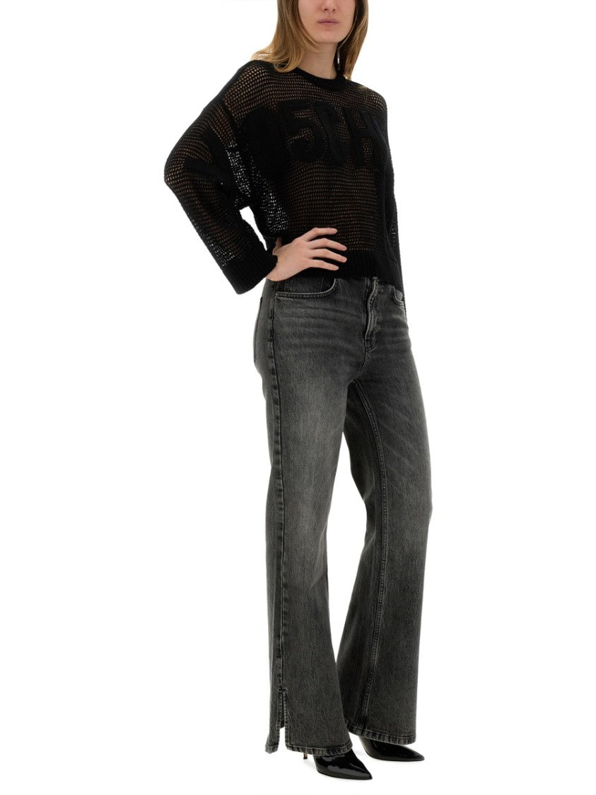 Moschino Mesh Knit Top With Logo