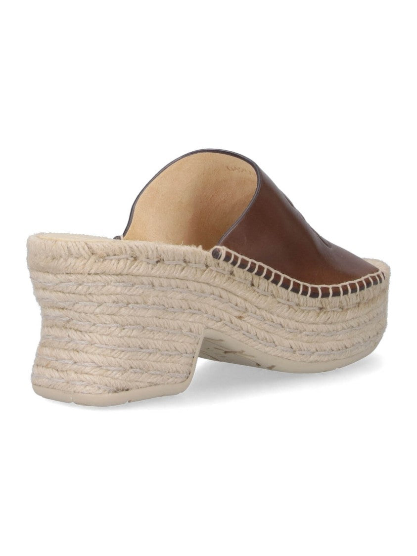 Loewe X Paula's Ibiza "Anagram" Wedges In Brown Calfskin