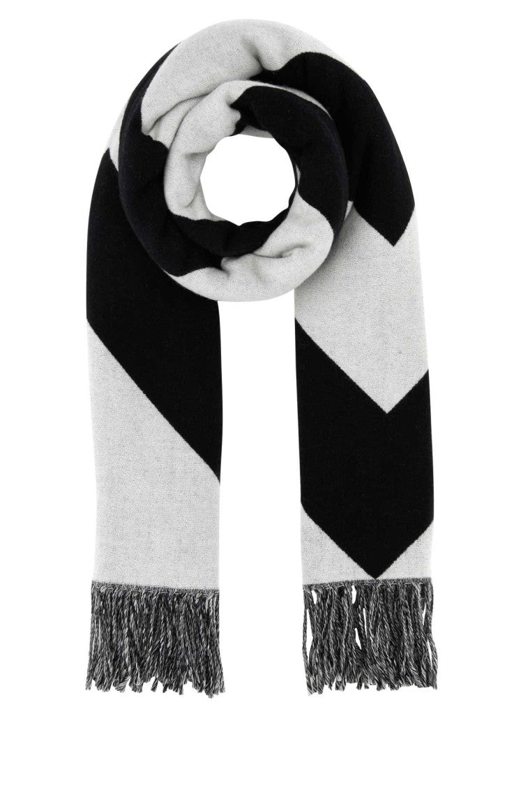 Valentino Garavani Chevron Pattern Wool-Cashmere Scarf