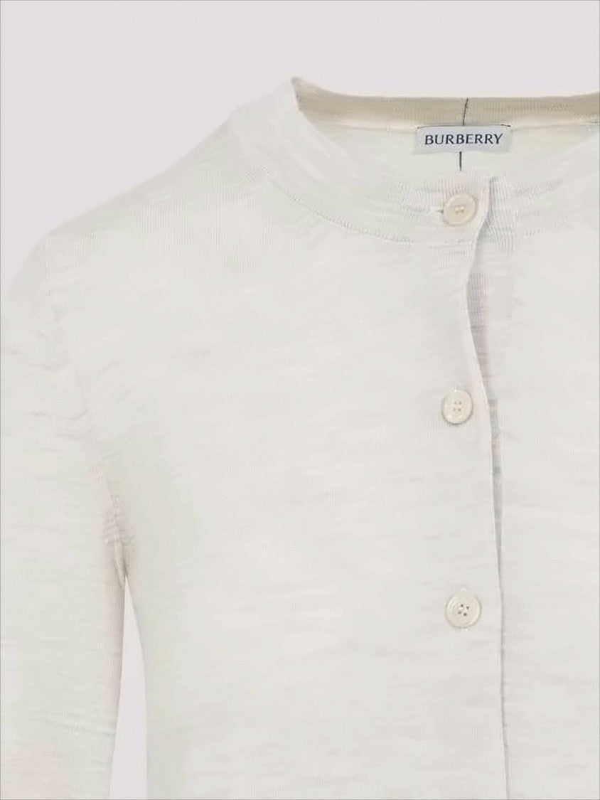 Burberry Heathered Knit Cardigan With Button-Down Front