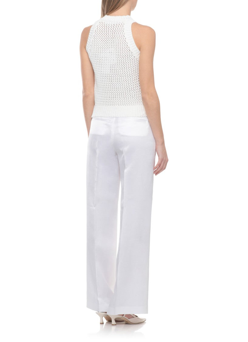 Peserico Ivory Metal Detail Knitted Cotton Tank Top