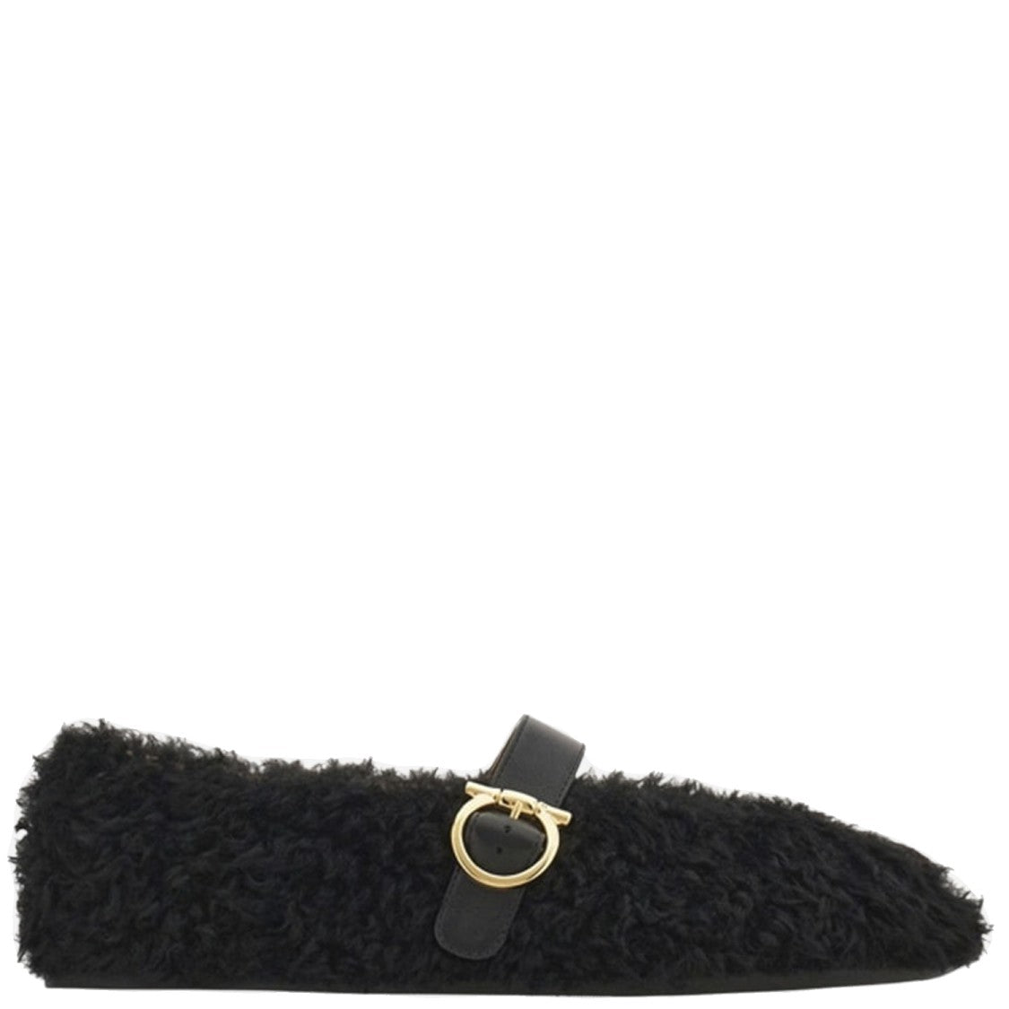 Salvatore Ferragamo Gancini Ornamental Ballet Flats In Shearling