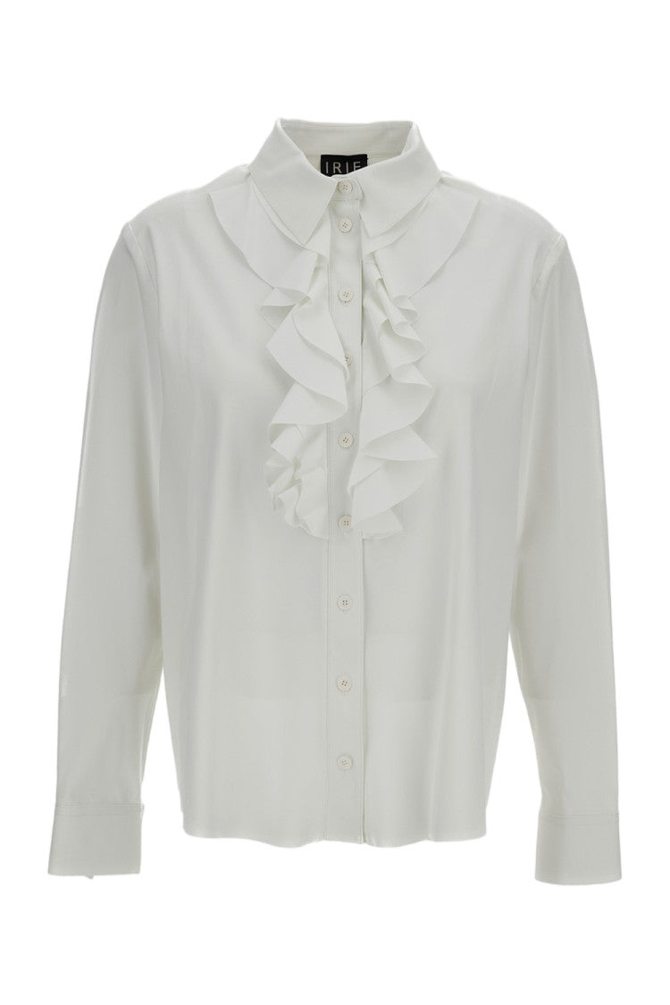 Irie' White Ruffled Long-Sleeve Casual Shirt