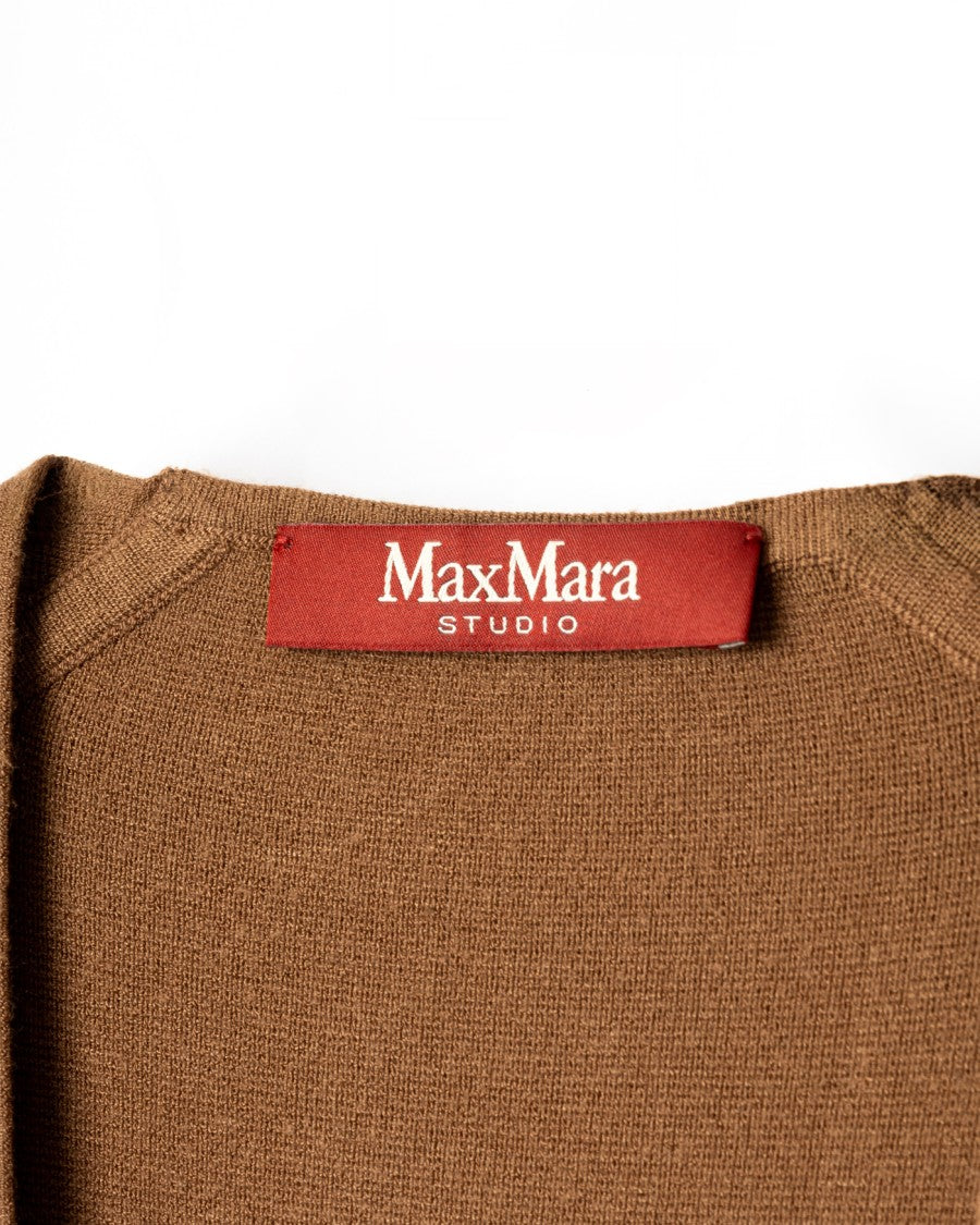 Max Mara Sleeveless Deep V-Neck Waist Belt Top