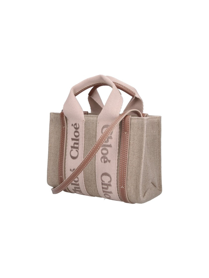 Chloé Textured Fabric Tote Bag With Leather Accents