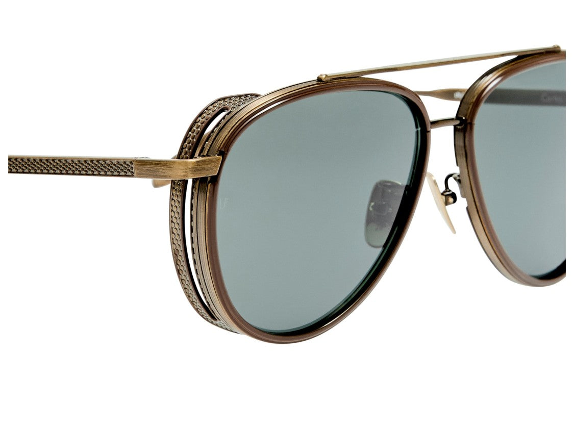 Linda Farrow Lfl1628 Double Bridge Titanium Aviator Sunglasses
