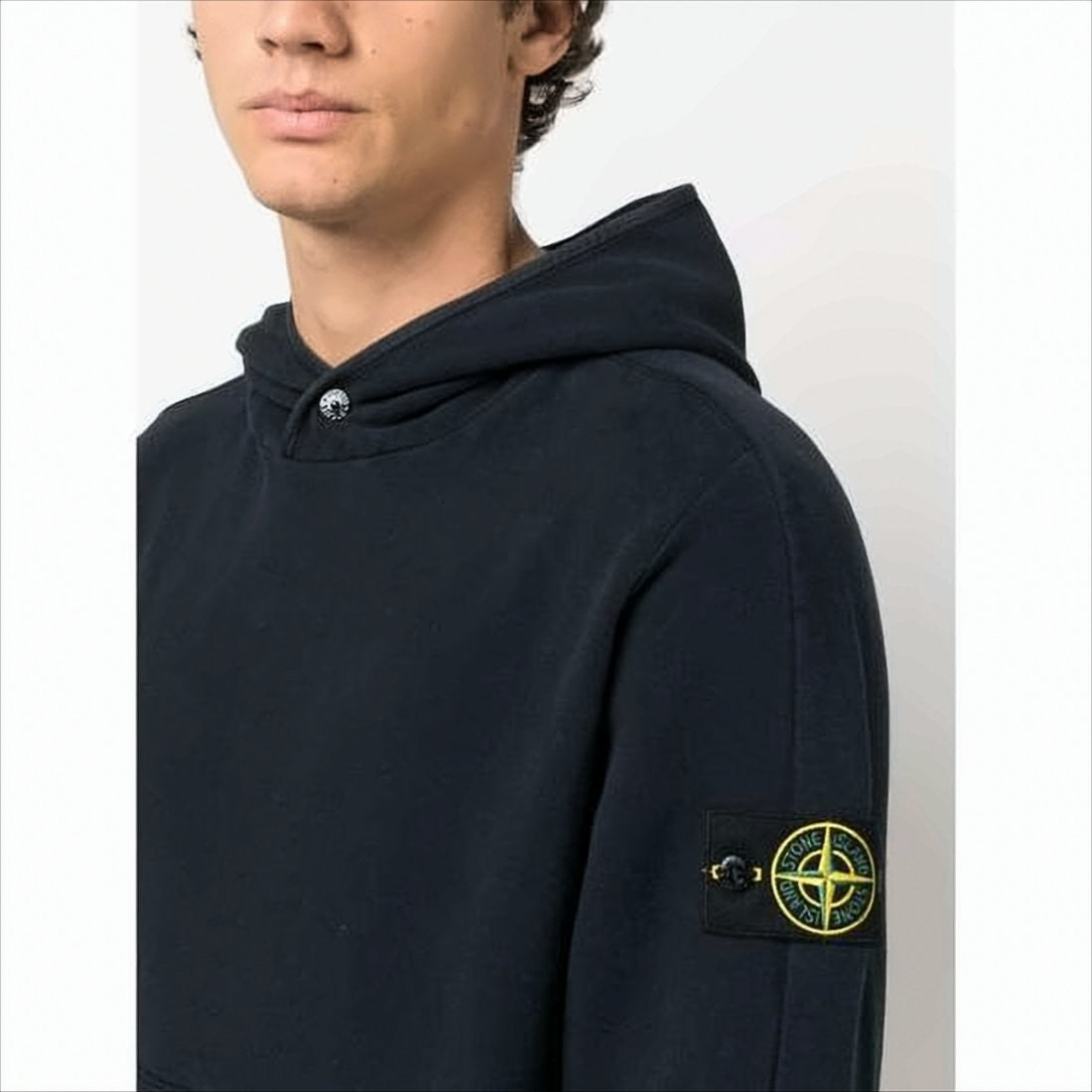 Stone Island Relaxed Fit Blue Hoodie With Logo Patch
