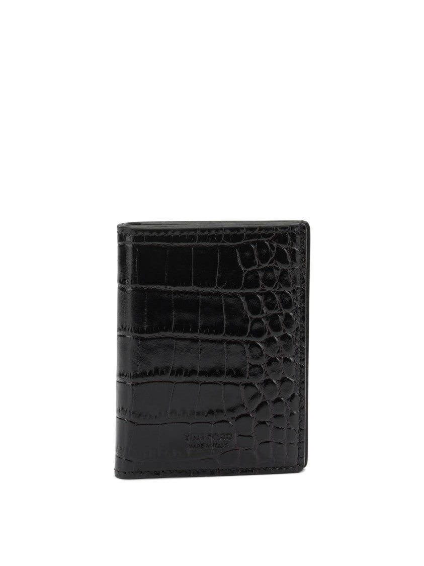 Tom Ford Crocodile-Effect Folding Card Holder