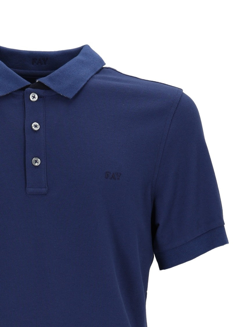 Fay Piqué Textured Short Sleeve Polo Shirt