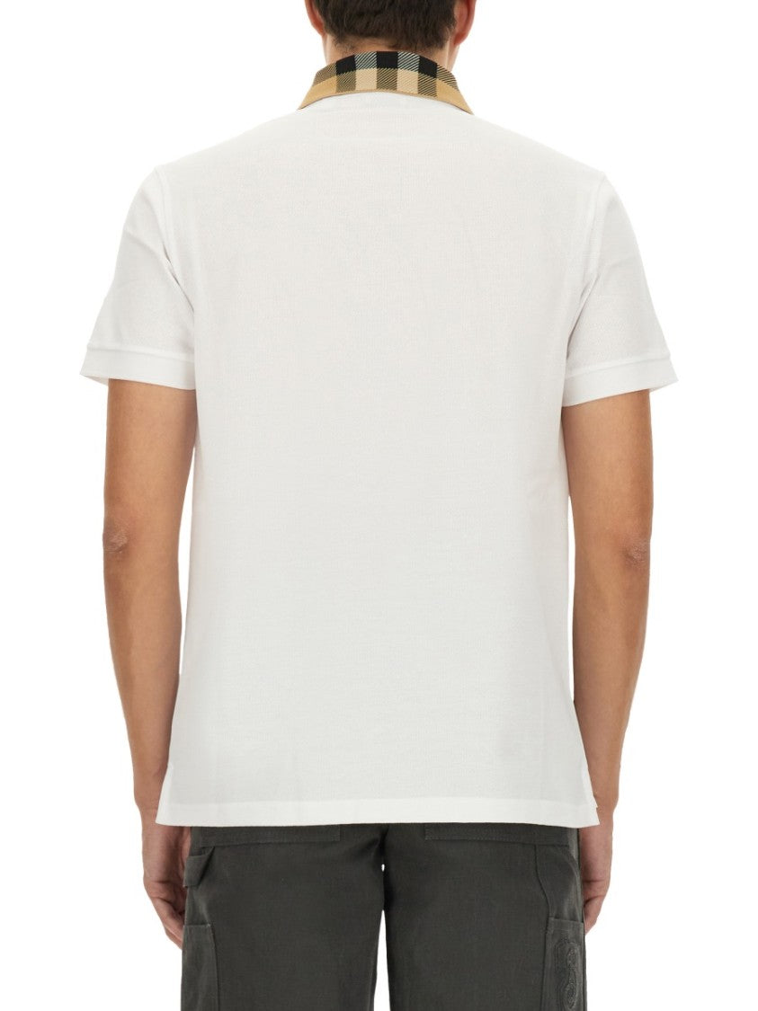 Burberry Slim Fit Check Collar Cotton Polo Shirt