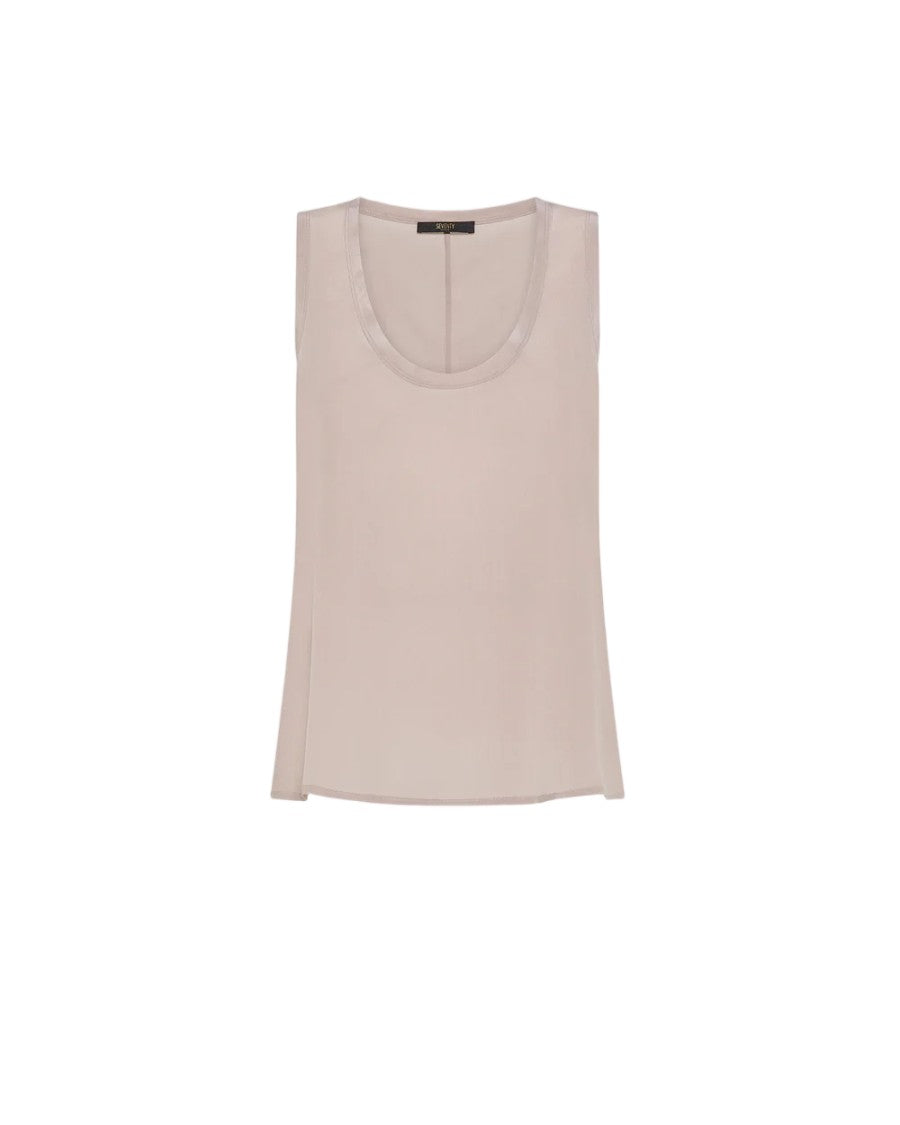 Seventy Sleeveless Viscose-Silk Blend Scoop Neck Top