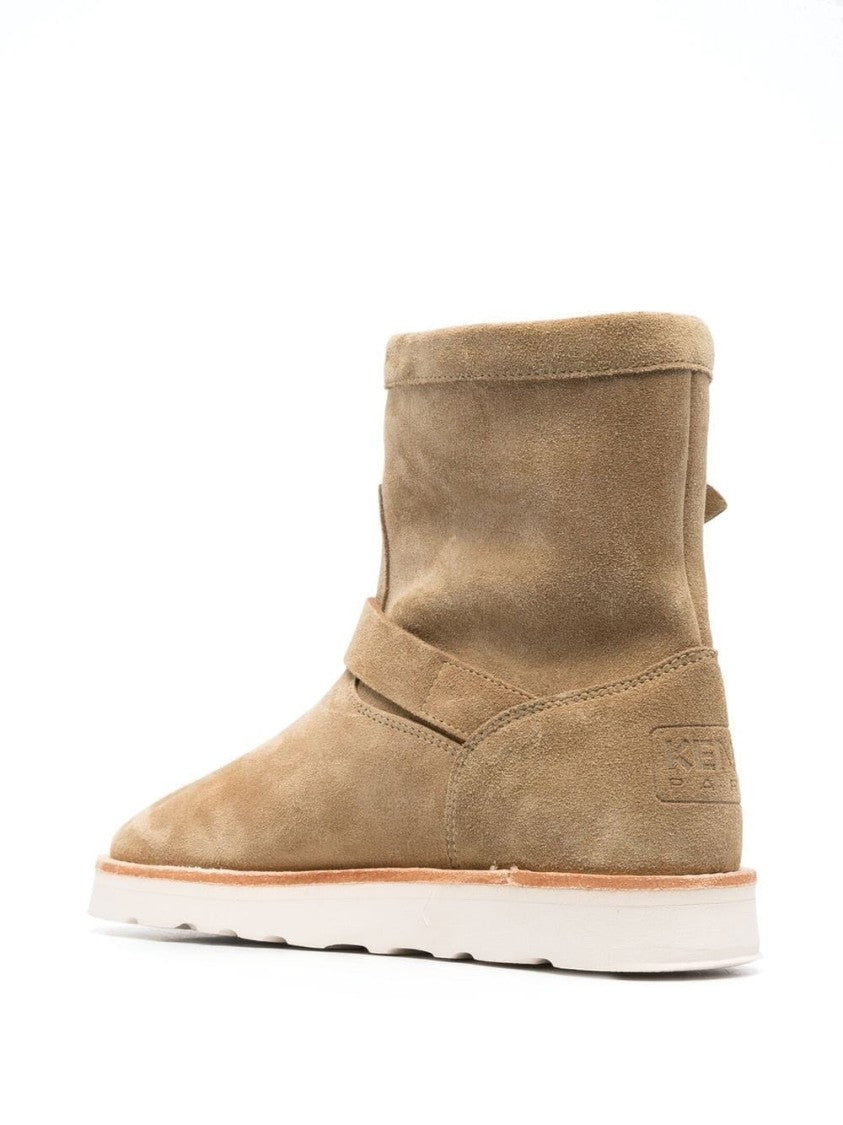 Kenzo Brown Suede Ankle Boots With Plush Shearling Lining
