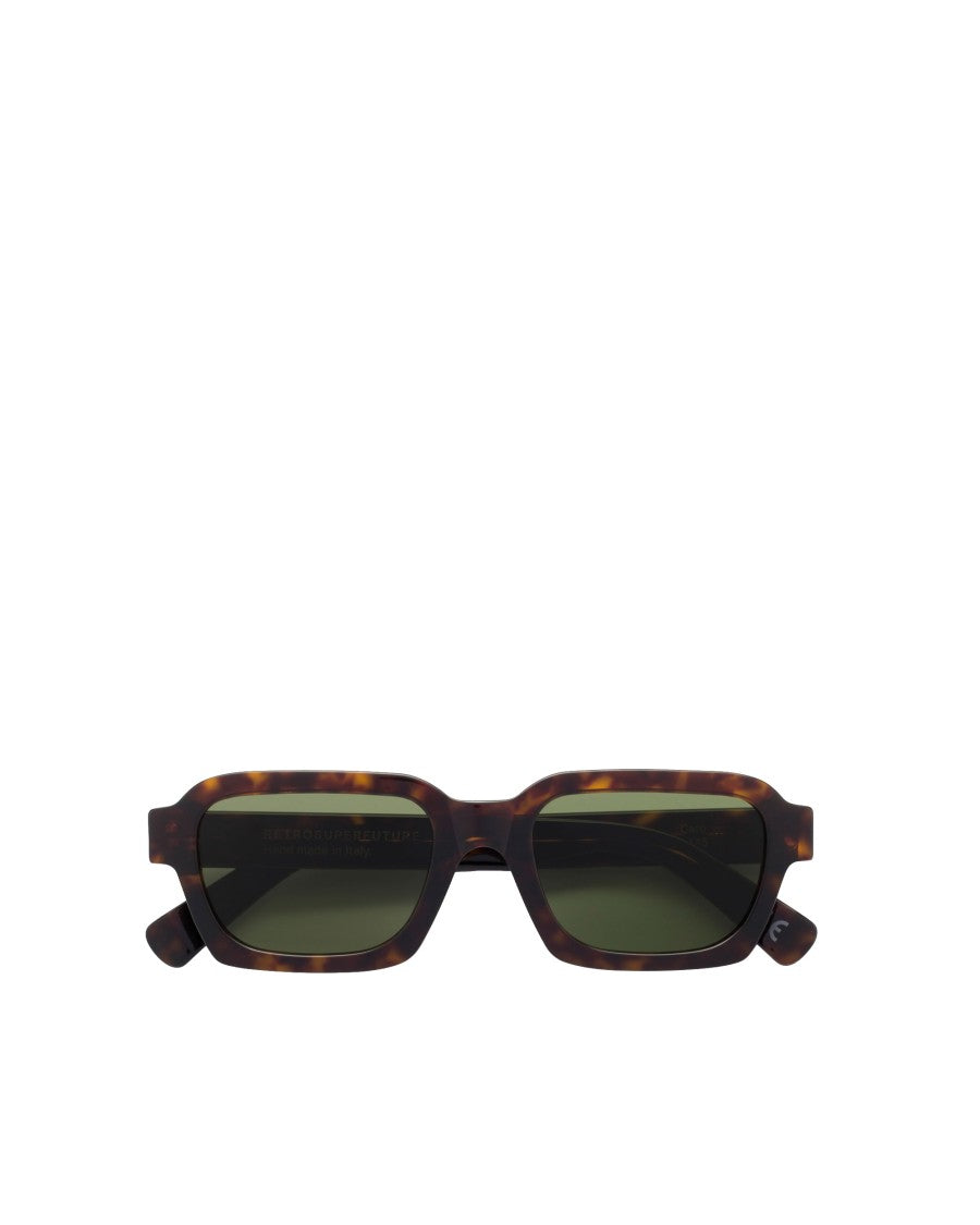 Retrosuperfuture Rectangular Tortoiseshell Acetate Sunglasses With Green Lenses