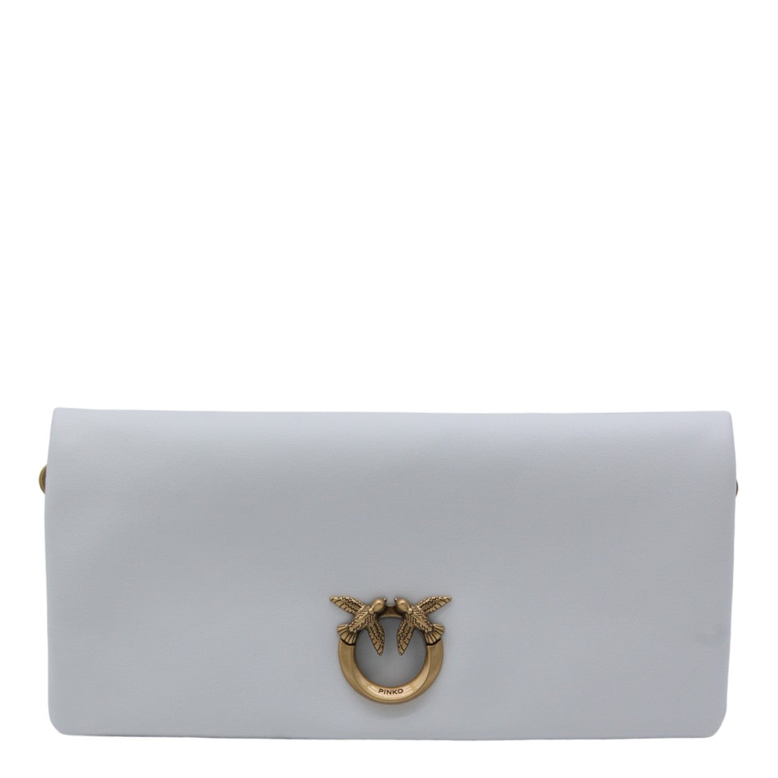 Pinko Rectangular White Bag With Gold-Tone Clasp